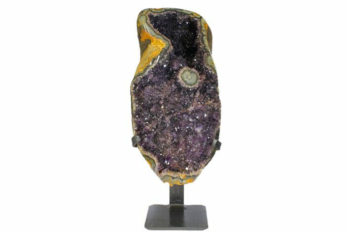 Amethyst Geode Section With Metal Stand - Uruguay #147933